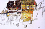  Egon Schiele Old Houses in Krumau - Hand Painted Oil Painting