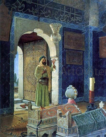  Osman Hamdy-Bey Old Man before Children's Tombs - Hand Painted Oil Painting
