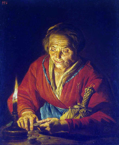  Matthias Stom Old Woman with a Candle - Hand Painted Oil Painting