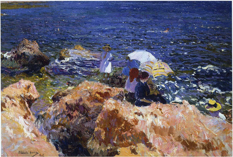  Joaquin Sorolla Y Bastida On the Rocks at Javea - Hand Painted Oil Painting