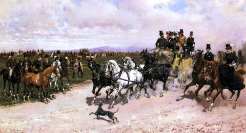  Giuseppe Gabani Overtaking the Stagecoach - Hand Painted Oil Painting