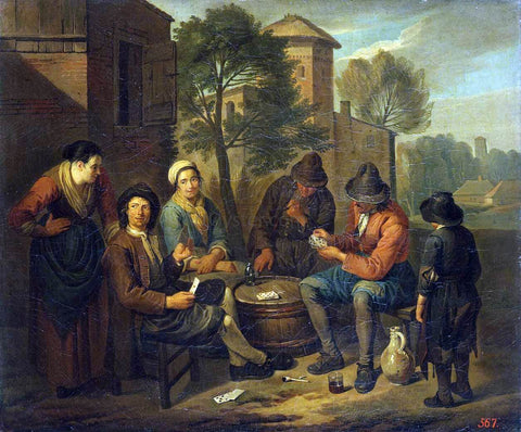  Norbert Van Bloemen Peasants Playing Cards - Hand Painted Oil Painting