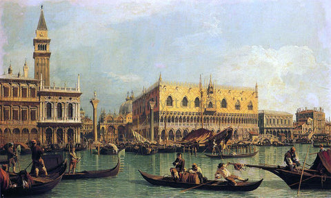  Canaletto Piazzetta and the Doge's Palace from the Bacino di San Marco - Hand Painted Oil Painting