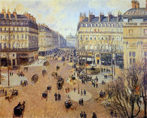  Camille Pissarro Place du Theatre Francais: Afternoon Sun in Winter - Hand Painted Oil Painting