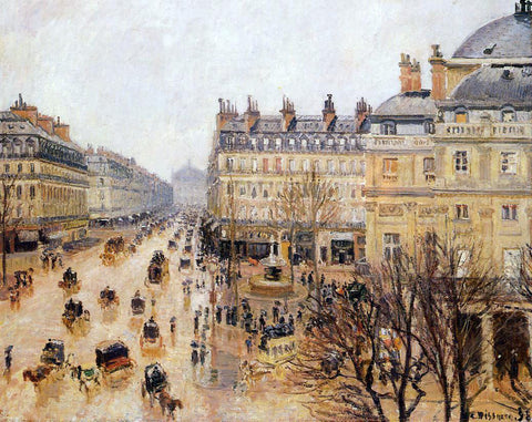  Camille Pissarro Place du Theatre Francais: Rain Effect - Hand Painted Oil Painting