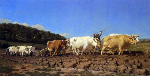  Jules Jacques Veyrassat Ploughing in the Nivernais - Hand Painted Oil Painting