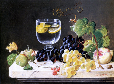  Severin Roesen Plums, Waterglass and Peaches - Hand Painted Oil Painting