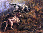  Edmond H Osthaus Pointer, Setter and Grouse - Hand Painted Oil Painting
