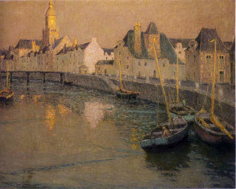  Henri Le Sidaner Port Croisic in Full Moon - Hand Painted Oil Painting