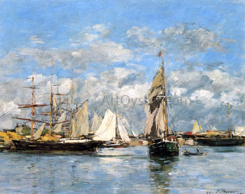  Eugene-Louis Boudin Port of Trouville, High Tide - Hand Painted Oil Painting