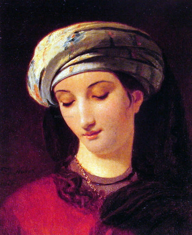  Francois Joseph Navez Portrait of a Woman with a Turban - Hand Painted Oil Painting