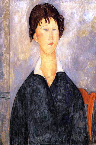  Amedeo Modigliani Portrait of a Woman with a White Collar - Hand Painted Oil Painting