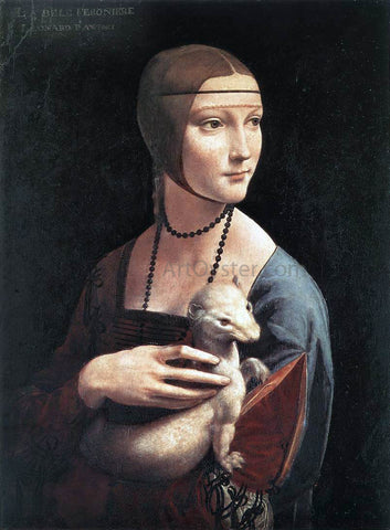  Leonardo Da Vinci Portrait of Cecilia Gallerani - Hand Painted Oil Painting