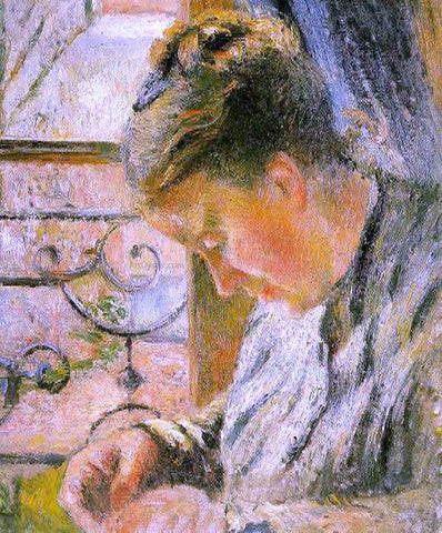  Camille Pissarro Portrait of Madame Pissarro Sewing near a Window - Hand Painted Oil Painting