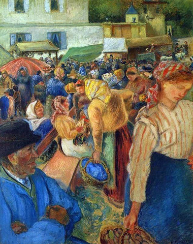  Camille Pissarro Poultry Market, Pontoise - Hand Painted Oil Painting