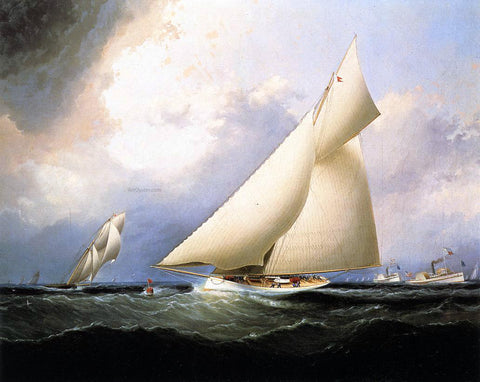  James E Buttersworth Puritan Leading Genesta, America's Cup, 1885 - Hand Painted Oil Painting
