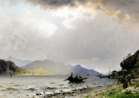  Georg Anton Rasmussen Return of the Fishing Fleet - Hand Painted Oil Painting