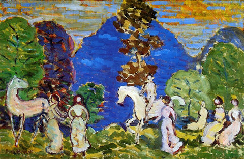  Maurice Prendergast Rider against Blue Hills - Hand Painted Oil Painting