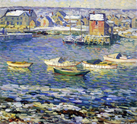  Robert Spencer Rockport, Boats in a Harbor - Hand Painted Oil Painting
