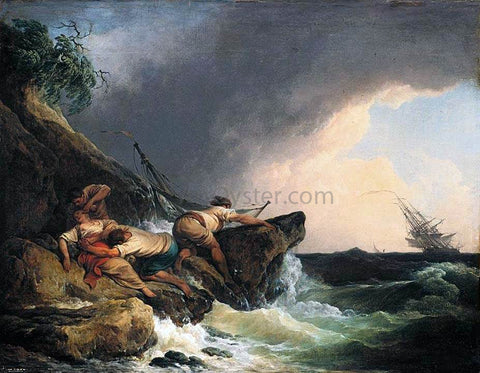  Philip Jacques De Loutherbourg Rocky Coastal Landscape in a Storm - Hand Painted Oil Painting
