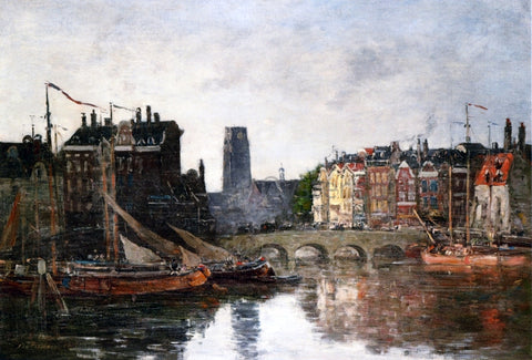  Eugene-Louis Boudin Rotterdam, the Pont de la Bourse - Hand Painted Oil Painting