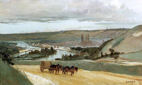  Jean-Baptiste-Camille Corot Rouen Seen from Hills Overlooking the City - Hand Painted Oil Painting