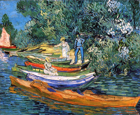  Vincent Van Gogh Rowing Boats on the Banks of the Oise - Hand Painted Oil Painting