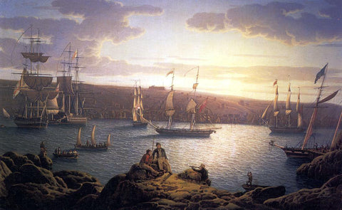  Robert Salmon Royal Naval Vessels off Pembroke Dock, Milford Haven - Hand Painted Oil Painting