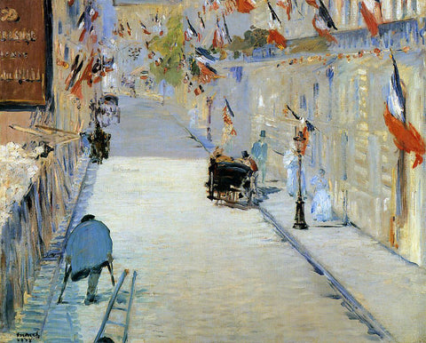  Edouard Manet Rue Mosnier Decorated with Flags, with a Man on Crutches - Hand Painted Oil Painting