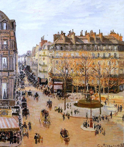  Camille Pissarro Rue Saint Honore: Sun Effect, Afternoon - Hand Painted Oil Painting