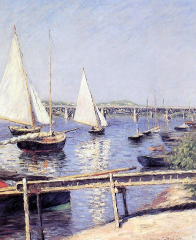  Gustave Caillebotte Sailboats in Argenteuil - Hand Painted Oil Painting