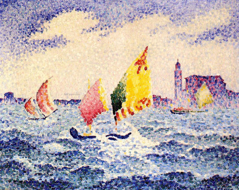  Henri Edmond Cross Sailboats near Chicago - Hand Painted Oil Painting