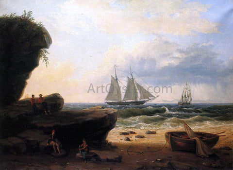  Thomas Birch Sailing along the Shore - Hand Painted Oil Painting