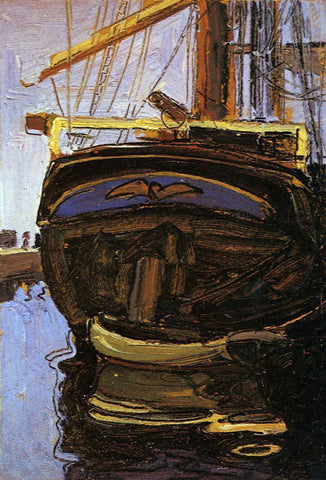  Egon Schiele Sailing Ship with Dinghy - Hand Painted Oil Painting