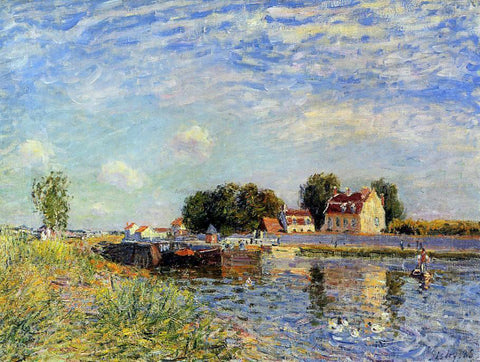  Alfred Sisley Saint-Mammes, Ducks on Canal - Hand Painted Oil Painting