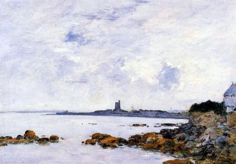  Eugene-Louis Boudin Saint-Vaast-la-Houghe, the Rocks and the Fort - Hand Painted Oil Painting