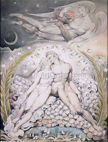  William Blake Satan Watching the Caresses of Adam and Eve - Hand Painted Oil Painting