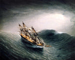  James E Buttersworth A Schooner in a Stormy Sea - Hand Painted Oil Painting