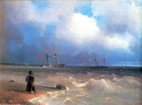  Ivan Constantinovich Aivazovsky Sea Coast - Hand Painted Oil Painting