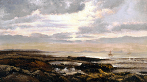  Theodore Rousseau Seacape with a Boat on the Horizon - Hand Painted Oil Painting