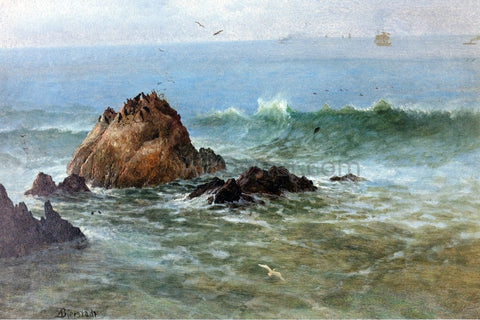  Albert Bierstadt Seal Rocks off Pacific Coast, California - Hand Painted Oil Painting