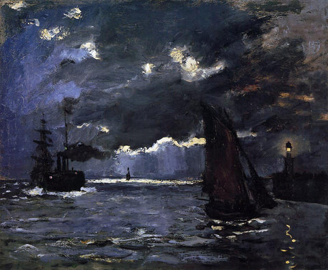  Claude Oscar Monet Seascape, Night Effect - Hand Painted Oil Painting