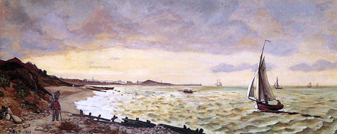  Jean Frederic Bazille Seascape: The Beach at Sainte-Adresse - Hand Painted Oil Painting