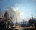  Pierre-Jacques Volaire Seascape with Fisherman on a Rocky Shore - Hand Painted Oil Painting