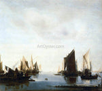  Jan Van de Capelle Seascape with Sailing Boats - Hand Painted Oil Painting