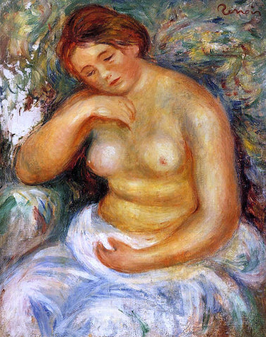  Pierre Auguste Renoir Seated Nude with a Bouquet - Hand Painted Oil Painting