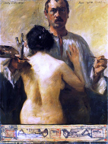  Lovis Corinth Self Portrait with Model - Hand Painted Oil Painting
