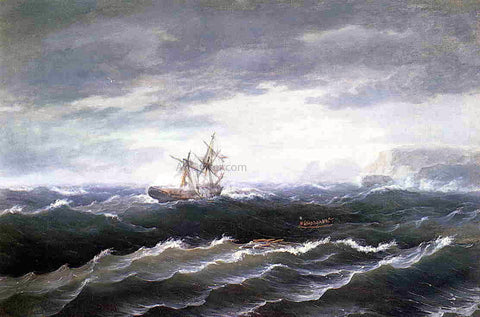  Thomas Birch Ship at Sea (also known as Shipwreck) - Hand Painted Oil Painting