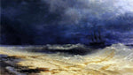  Ivan Constantinovich Aivazovsky Ship in a Stormy Sea off the Coast - Hand Painted Oil Painting