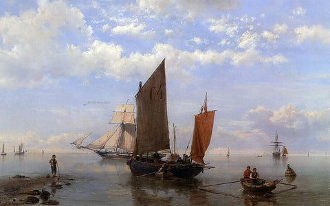  The Elder Hermanus Koekkoek Shipping in a Calm - Hand Painted Oil Painting